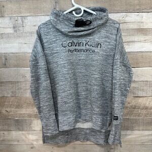 Calvin Klein Performance Grey Heathered Funnel Neck Oversized Sweatshirt Size M